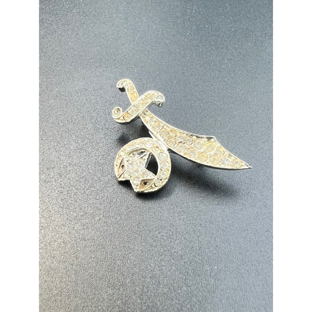 Shriners Scimitar Star Brooch OS Silver Good